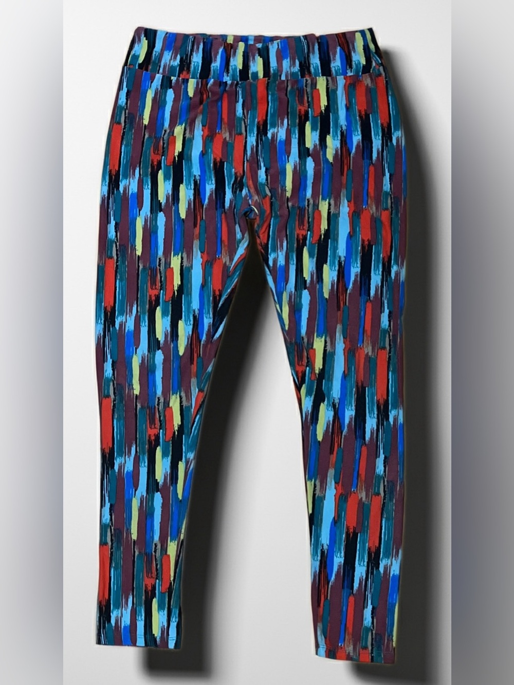 LuLaRoe Brushstroke Stripe Leggings in Blue, Red, Green